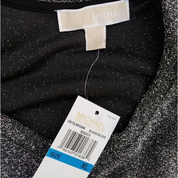 Michael Kors Cold Shoulder Metallic Long Sleeve Top - Picture 6 of 7